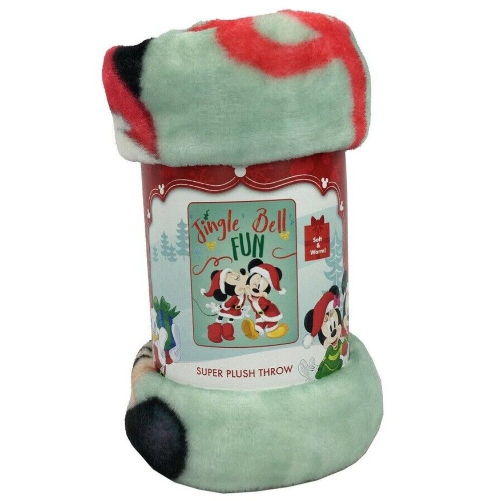 New Mickey Minnie Mouse Plush Fleece Gift Throw Blanket Christmas Holiday Disney - Picture 2 of 2
